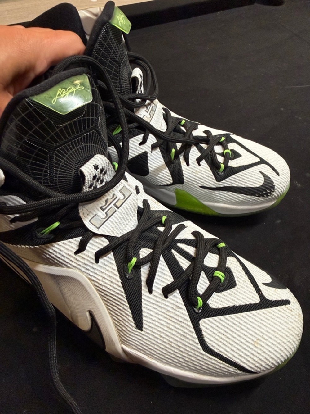 Men's White and Green Basketball Sneakers - Performance Court Shoe - Picture 5 of 7